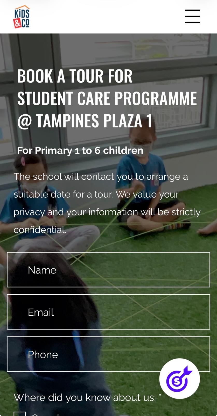 Kids & Co mobile school-tour enquiry form