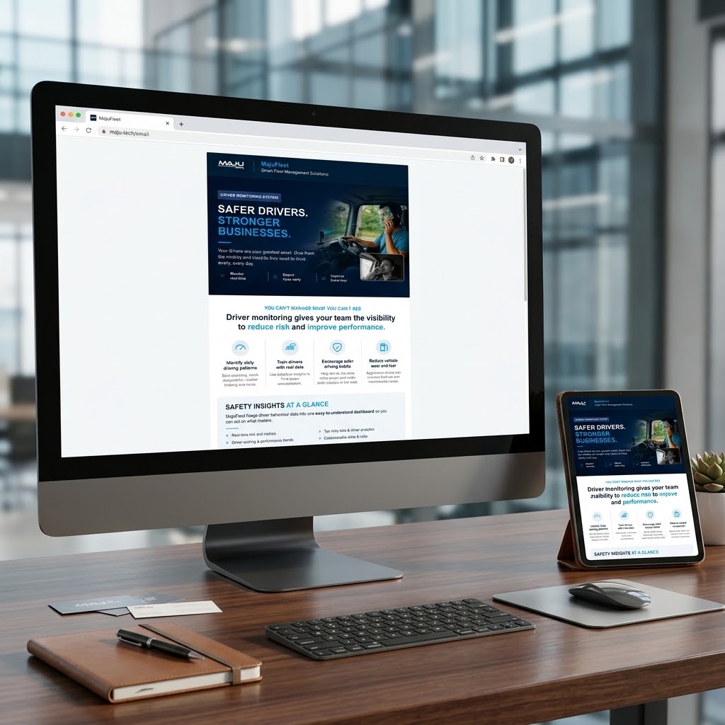 MajuTech fleet newsletter displayed on desktop and mobile