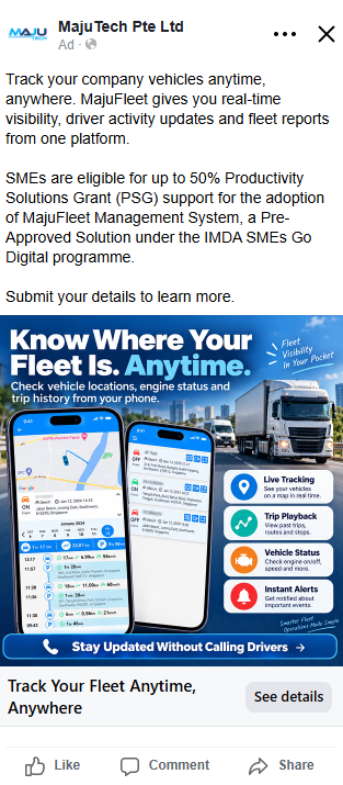 MajuTech fleet-management Facebook advertisement preview